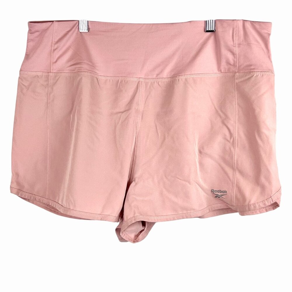 New Reebok Womens Sz XL Slim High-Rise Workout Shorts Pale Mauve Harmony Vector